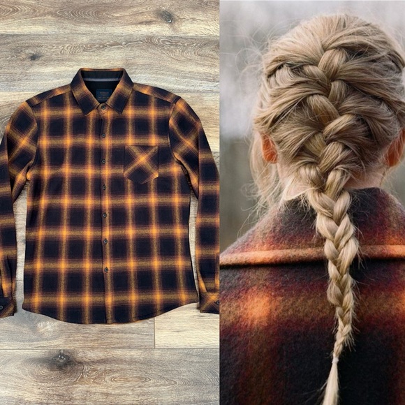 Nomad Other - Nomad by Craft + Flow Rust Black Plaid Sierra Lined Flannel Size M 🍂LIKE NEW🍂